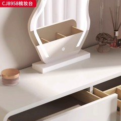 千匠一品 法式奶油风格 环保中纤板+烤漆工艺 时尚优雅梳妆台CJ8958-L
