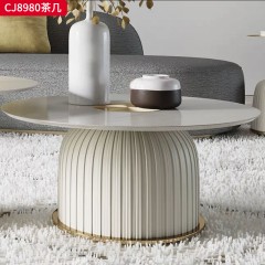 千匠一品 意式极简风格 岩板+环保中纤板+PU皮+五金底座 时尚优雅茶几CJ8980-L