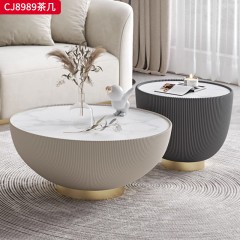 千匠一品 意式极简风格 岩板+环保中纤板+PU皮+不锈钢底座 时尚优雅茶几CJ8989-L
