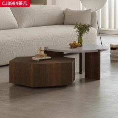 千匠一品 意式极简风格 岩板+环保中纤板+PU皮+不锈钢底座 时尚优雅茶几CJ8994-L