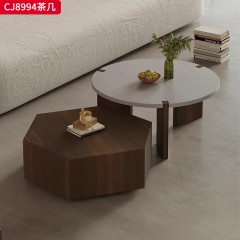 千匠一品 意式极简风格 岩板+环保中纤板+PU皮+不锈钢底座 时尚优雅茶几CJ8994-L