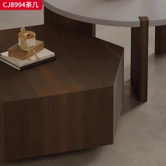 千匠一品 意式极简风格 岩板+环保中纤板+PU皮+不锈钢底座 时尚优雅茶几CJ8994-L
