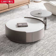 千匠一品 意式轻奢风格 环保中纤板+烤漆工艺+不锈钢底座 时尚优雅茶几CJ8977-L