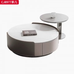 千匠一品 意式轻奢风格 环保中纤板+烤漆工艺+不锈钢底座 时尚优雅茶几CJ8977-L