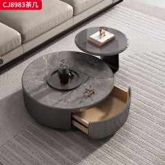千匠一品 意式轻奢风格 岩板+不锈钢+钢化玻璃 时尚优雅茶几CJ8983-L