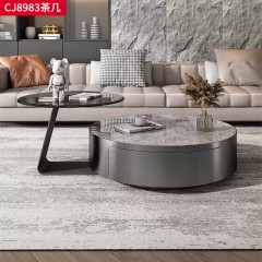千匠一品 意式轻奢风格 岩板+不锈钢+钢化玻璃 时尚优雅茶几CJ8983-L