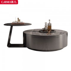 千匠一品 意式轻奢风格 岩板+不锈钢+钢化玻璃 时尚优雅茶几CJ8983-L
