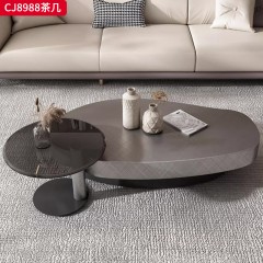 千匠一品 意式轻奢风格 不锈钢+钢化玻璃+碳素钢底座 时尚优雅茶几CJ8988-L