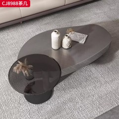 千匠一品 意式轻奢风格 不锈钢+钢化玻璃+碳素钢底座 时尚优雅茶几CJ8988-L
