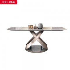千匠一品 意式轻奢风格 岩板+碳素钢喷墨兰紫+环保承托板 时尚优雅餐桌JJ601-1-L