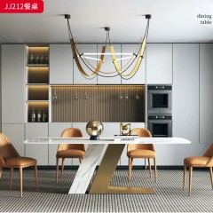 千匠一品 意式轻奢风格 岩板+不锈钢钛金封釉 时尚大气餐桌JJ212-J