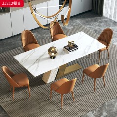 千匠一品 意式轻奢风格 岩板+不锈钢钛金封釉 时尚大气餐桌JJ212-J