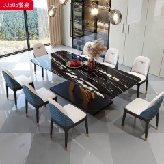 千匠一品 意式轻奢风格 岩板+不锈钢钛金封釉 时尚大气餐桌JJ505-J