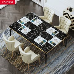 千匠一品 意式轻奢风格 岩板+不锈钢钛金封釉 时尚大气餐桌JJ515-J