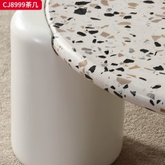 千匠一品 法式奶油风格 水磨石+环保中纤板+烤漆工艺 时尚优雅茶几CJ8999-L