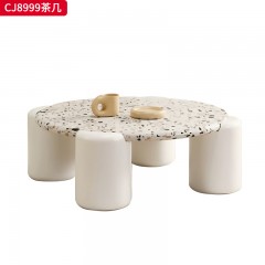 千匠一品 法式奶油风格 水磨石+环保中纤板+烤漆工艺 时尚优雅茶几CJ8999-L