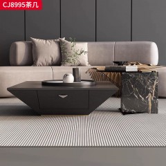 千匠一品 意式极简风格 岩板+环保中纤板+烤漆工艺+碳素钢底座 时尚优雅茶几CJ8995-L