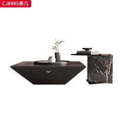 千匠一品 意式极简风格 岩板+环保中纤板+烤漆工艺+碳素钢底座 时尚优雅茶几CJ8995-L