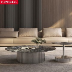千匠一品 意式极简风格 岩板+不锈钢底座 时尚优雅茶几CJ8996-L