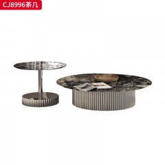 千匠一品 意式极简风格 岩板+不锈钢底座 时尚优雅茶几CJ8996-L