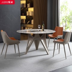 千匠一品 意式轻奢风格 岩板+不锈钢钛金封釉 时尚优雅餐桌JJ202-L