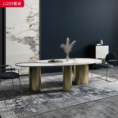 千匠一品 意式轻奢风格 岩板+不锈钢钛金封釉 时尚优雅餐桌JJ205-L