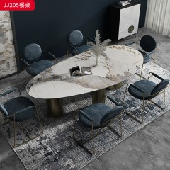 千匠一品 意式轻奢风格 岩板+不锈钢钛金封釉 时尚优雅餐桌JJ205-L