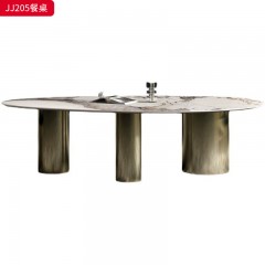 千匠一品 意式轻奢风格 岩板+不锈钢钛金封釉 时尚优雅餐桌JJ205-L