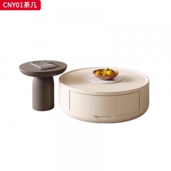 千匠一品 法式奶油风格 环保中纤板+烤漆工艺+松木抽屉 时尚优雅茶几CNY01-L
