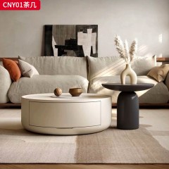 千匠一品 法式奶油风格 环保中纤板+烤漆工艺+松木抽屉 时尚优雅茶几CNY01-L