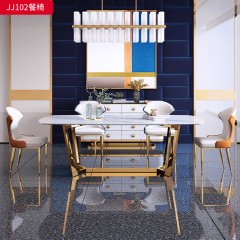 千匠一品 意式轻奢风格 PU皮+不锈钢 时尚简约餐椅JJ102-J