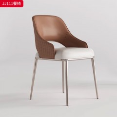 千匠一品 意式轻奢风格 PU+不锈钢 时尚大气餐椅JJ111-J