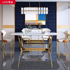 千匠一品 意式轻奢风格 岩板+不锈钢钛金封釉 时尚简约餐桌JJ082-J