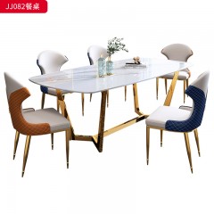 千匠一品 意式轻奢风格 岩板+不锈钢钛金封釉 时尚简约餐桌JJ082-J