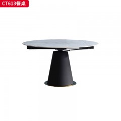 千匠一品 意式极简风格 12MM厚岩板+A3碳素钢底座 时尚优雅餐桌CT613-L