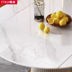 千匠一品 意式轻奢风格 12MM厚岩板+五金底座 时尚优雅餐桌CT614-L