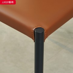 千匠一品 意式极简风格 马鞍皮+碳素钢 时尚简约餐椅JJ020-J