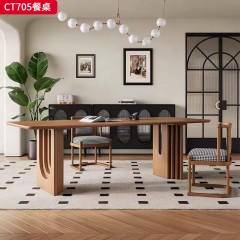 千匠一品 中古风格 实木 时尚大气餐桌CT705-L