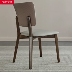 千匠一品 意式极简风格 PU皮+高密度海绵+橡木 时尚简约 餐椅C830-J