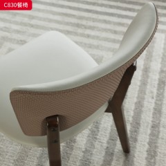 千匠一品 意式极简风格 PU皮+高密度海绵+橡木 时尚简约 餐椅C830-J