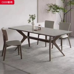 千匠一品 意式极简风格 PU皮+高密度海绵+橡木 时尚简约 餐椅C830-J