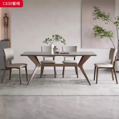 千匠一品 意式极简风格 PU皮+高密度海绵+橡木 时尚简约 餐椅C830-J
