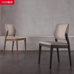 千匠一品 北欧风格 PU皮+高密度海绵+橡木 时尚简约餐椅C828-J