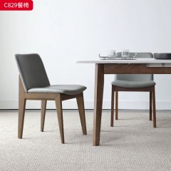 千匠一品 北欧风格 PU皮+高密度海绵+橡木 时尚简约餐椅C829-J