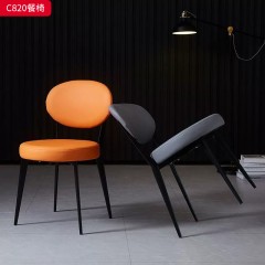 千匠一品 现代极简风格 PU皮+高密度海绵+碳素钢 时尚大气餐椅C820-J