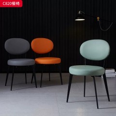 千匠一品 现代极简风格 PU皮+高密度海绵+碳素钢 时尚大气餐椅C820-J