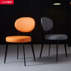 千匠一品 现代极简风格 PU皮+高密度海绵+碳素钢 时尚大气餐椅C820-J