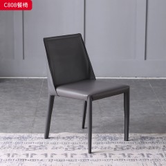 千匠一品 意式极简 马鞍皮+高密度海绵+碳素钢 时尚简约餐椅C808-J