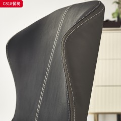 千匠一品 意式极简风格 PU皮+高密度海绵+碳素钢 时尚简约餐椅C818-J