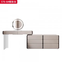 【精品】千匠一品 意式轻奢风格 高光岩板+马鞍皮包裹钢琴烤漆柜体+进口亚克力底架 时尚优雅梳妆台576-6-L